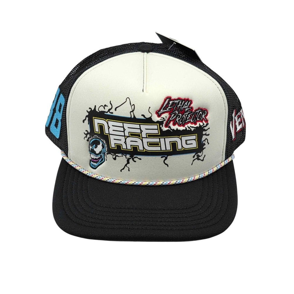 NEFF x Marvel Venom Lethal Protector Racing Trucker Snapback Hat Cap White NWT